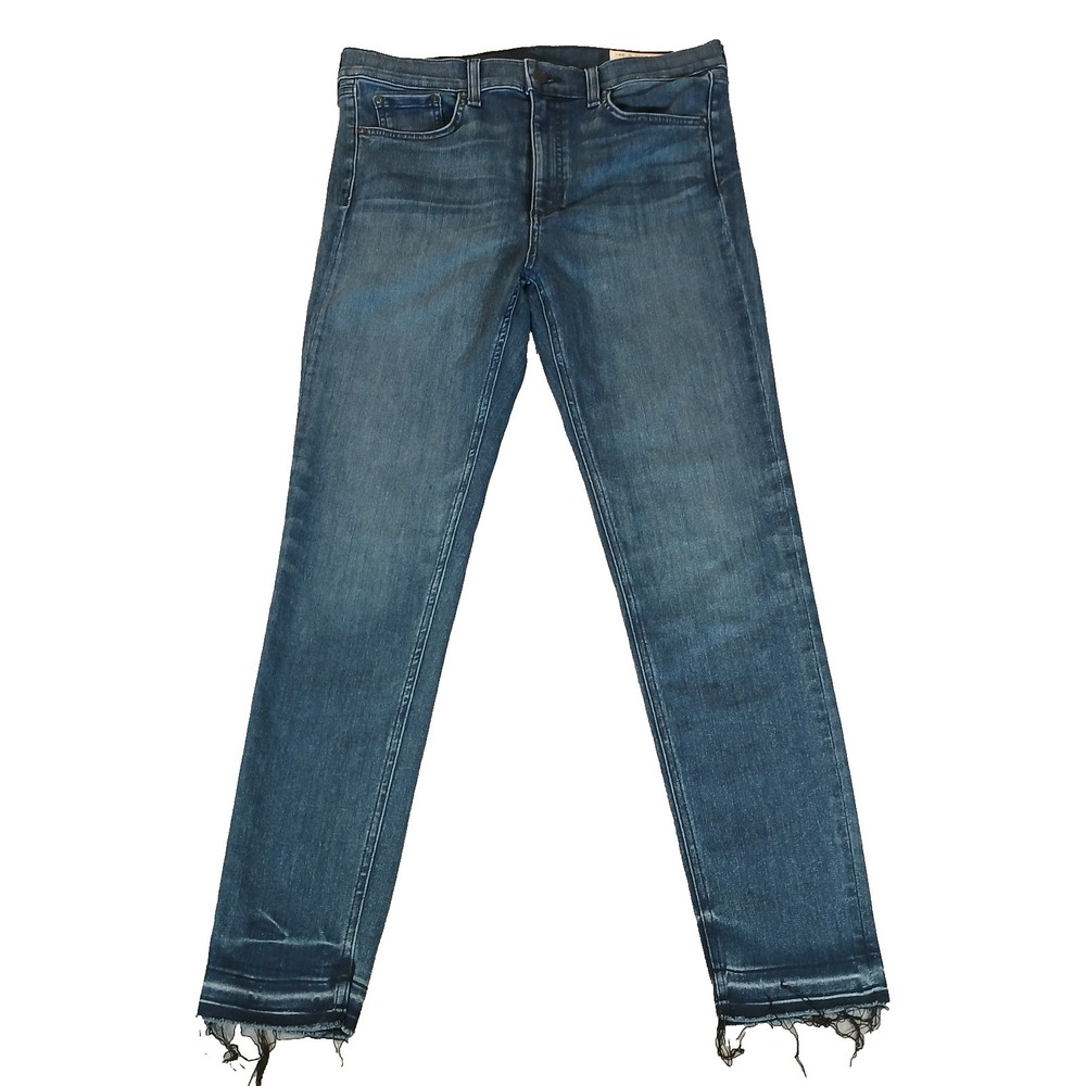 Rag & Bone High Rise Skinny Jeans Womens 31 Blue Wash Stretch Denim Raw Hem